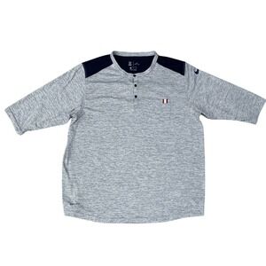Nike Patriots NFL Dri-FIT Henley Shirt XL Gray Navy New‎ England Football Tee